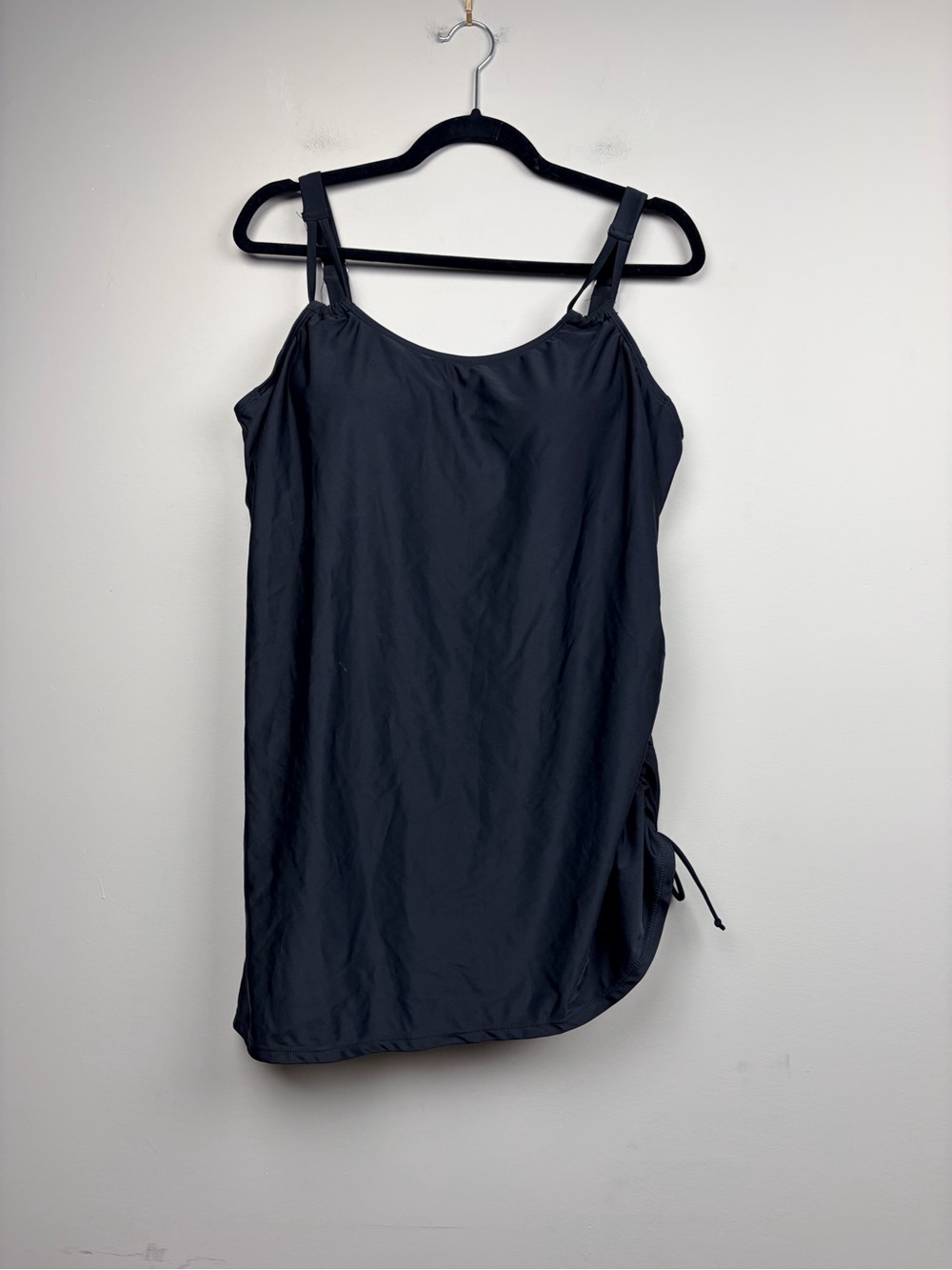Meet.Curve Womens XL Black Swimdress One Piece Swimsuit Ruched Side Slit NWT